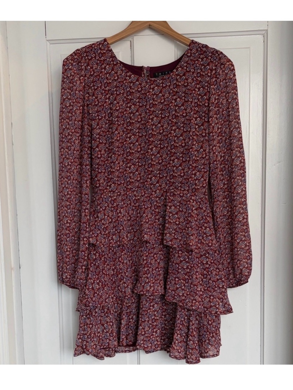 Trixxi Burgundy Floral Dress